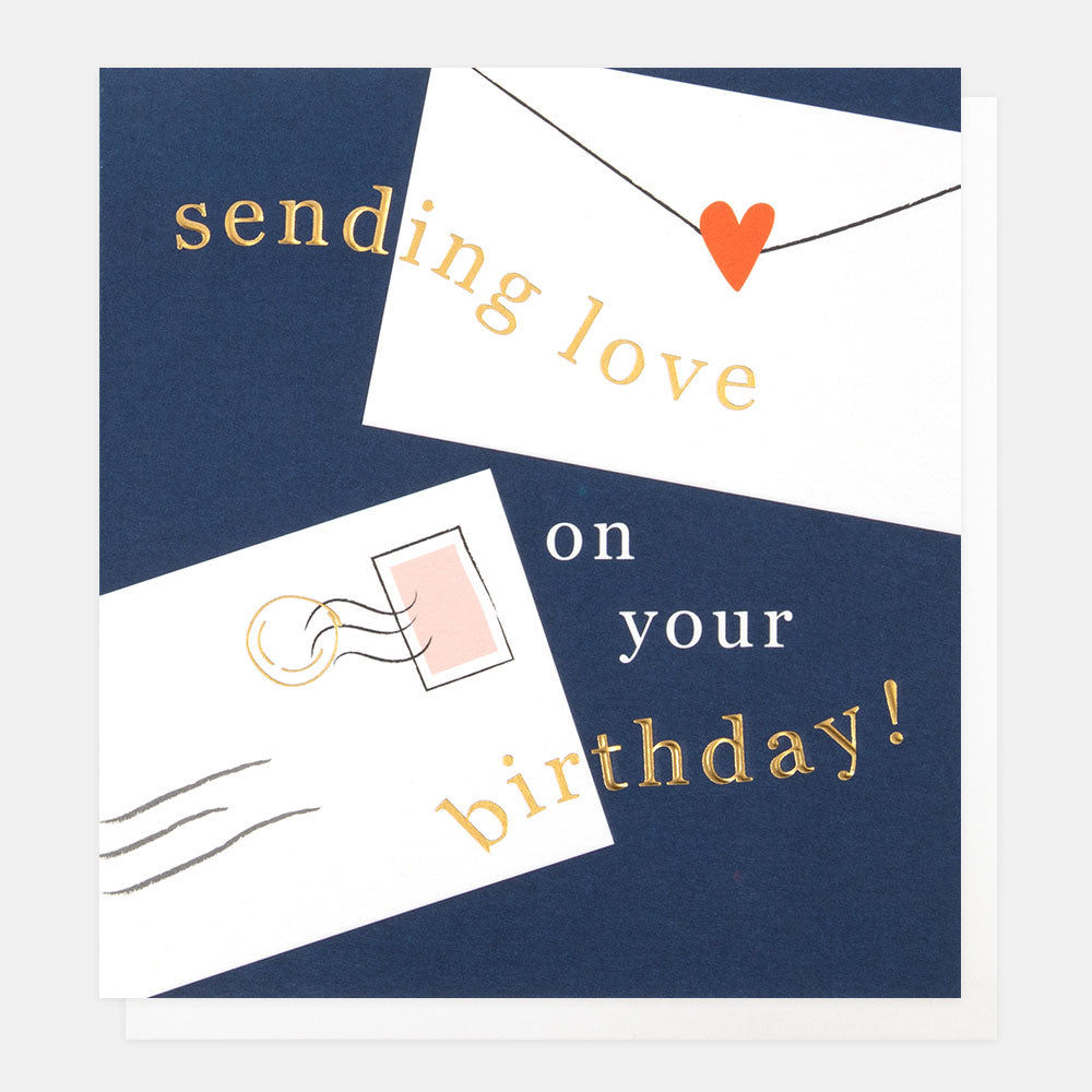 sending love on your birthday letters & heart card