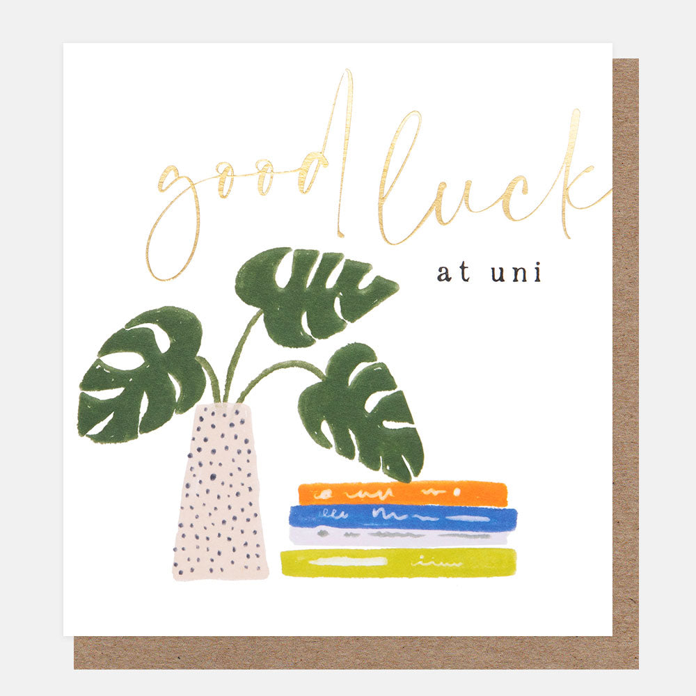 plant & books good luck at university card