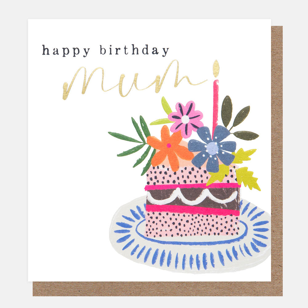 floral cake birthday card for mum