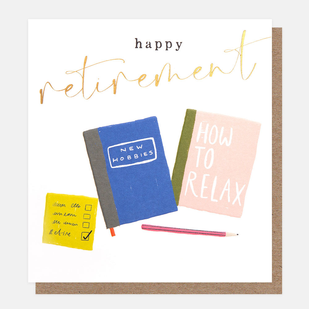 self help books and to do list happy retirement card