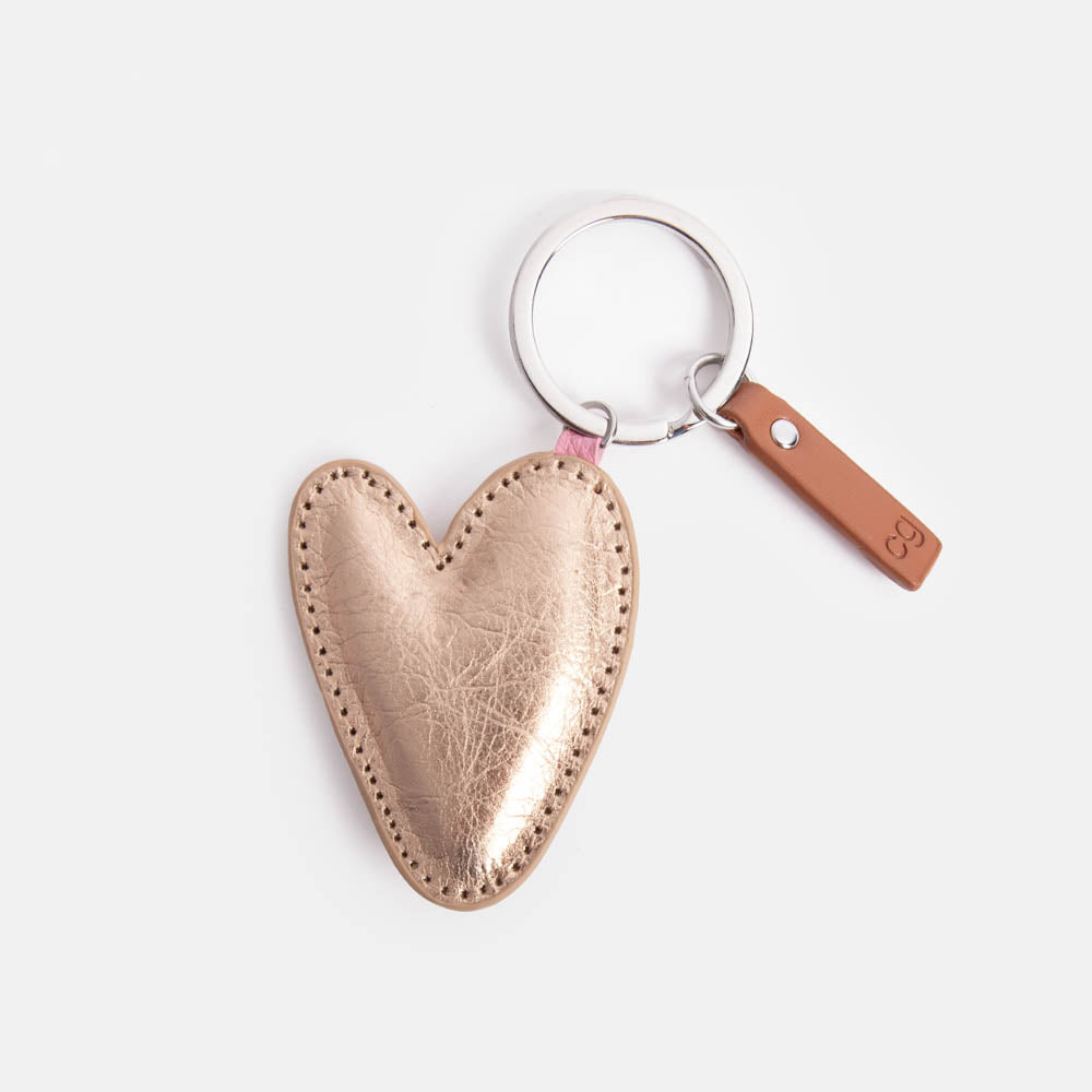 rose gold heart padded keyring