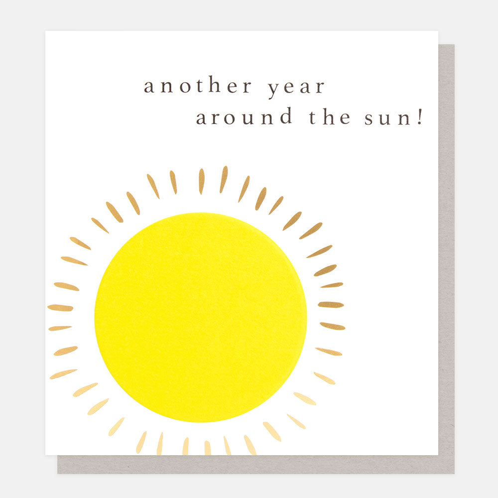 big yellow sun 'another year around the sun' birthday card