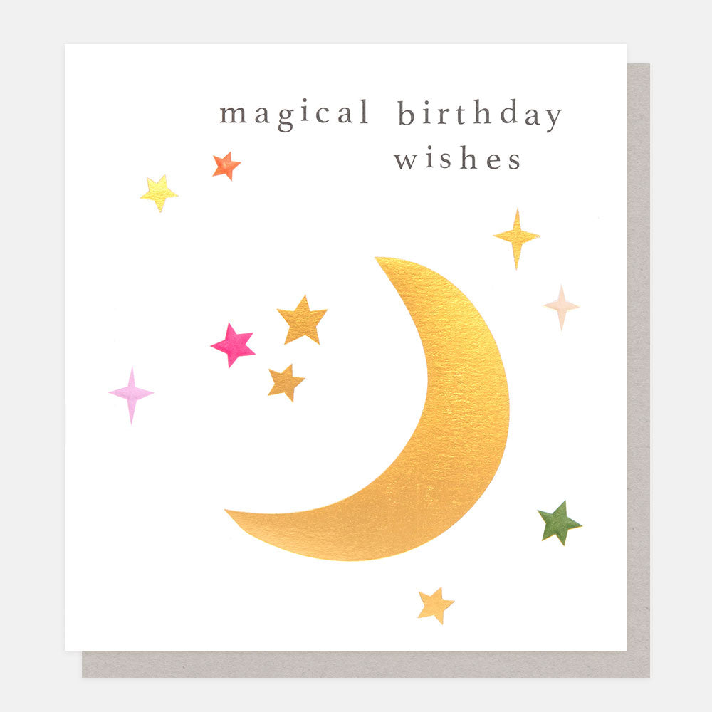 gold Moon & Stars Magical Birthday Wishes Card
