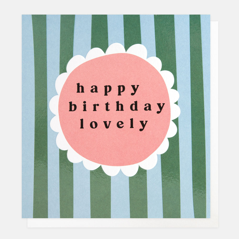 blue & green stripe happy birthday lovely card