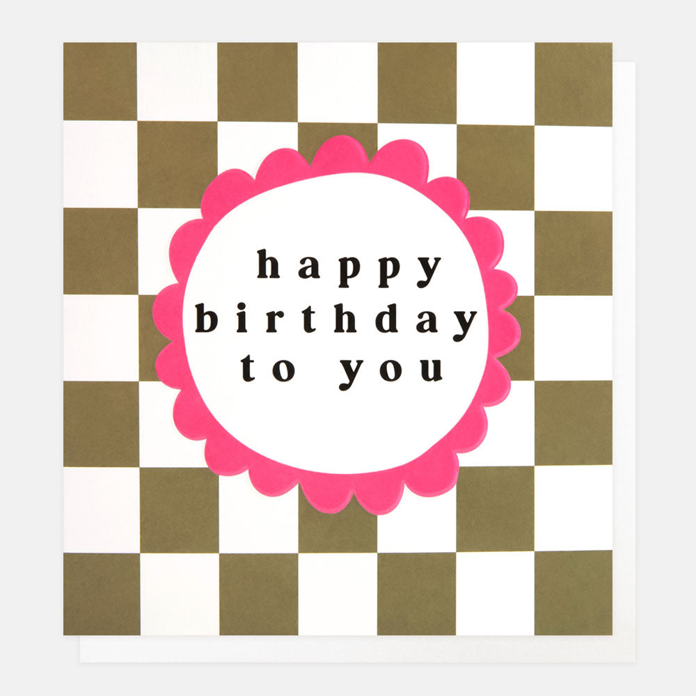 khaki check happy birthday to you card
