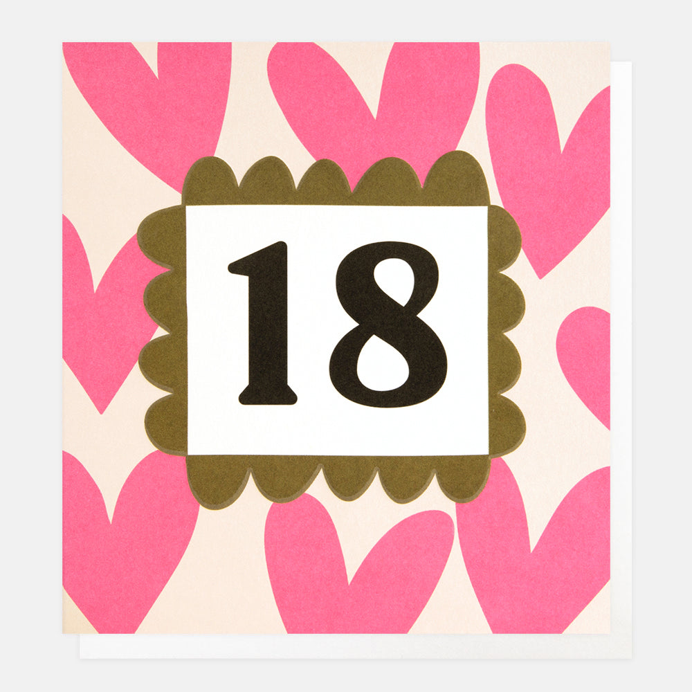 pink hearts 18th birthday card