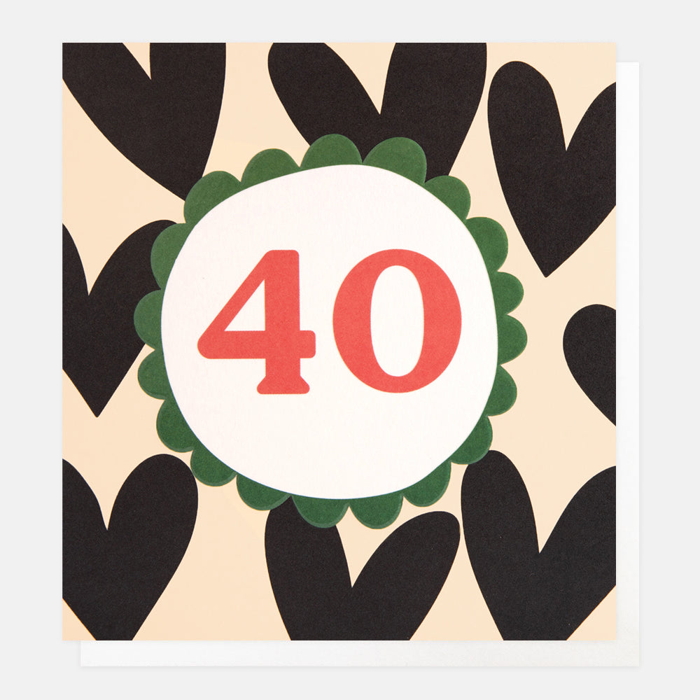 charcoal hearts 40th birthday card