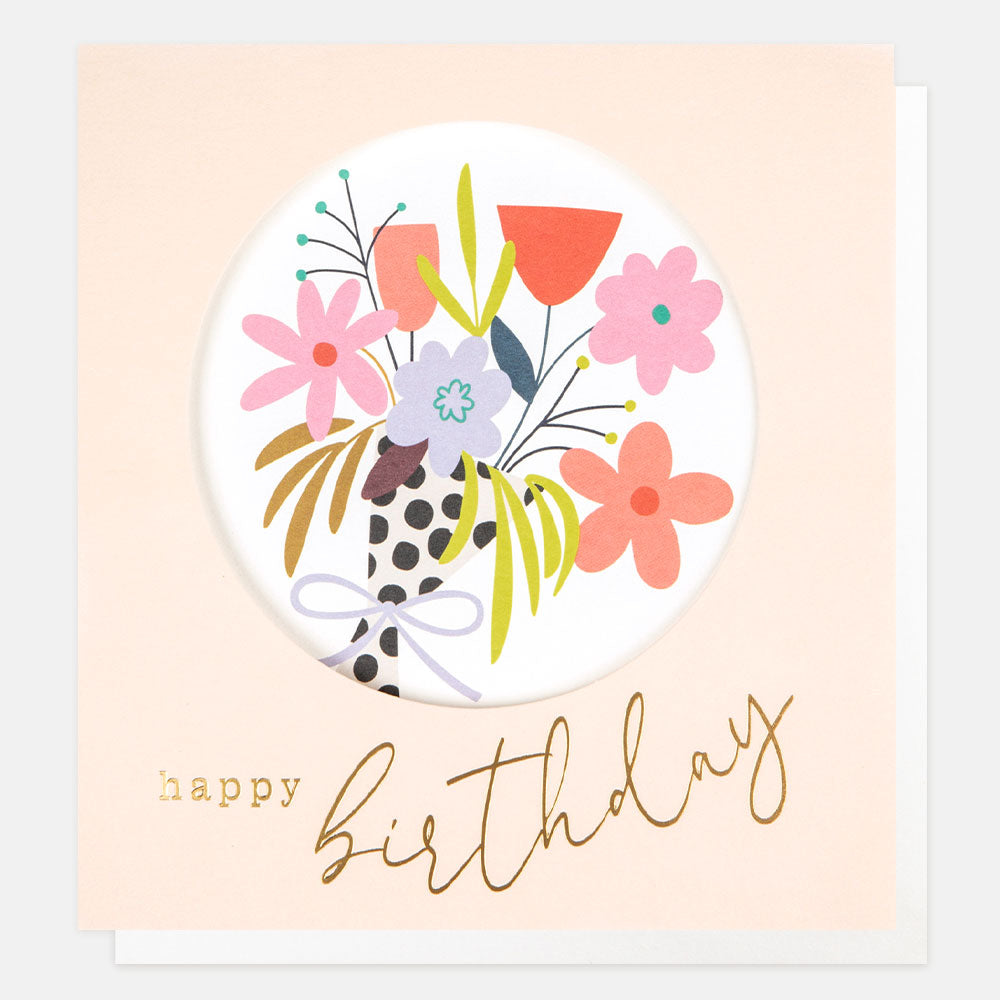 colourful bouquet of flowers happy birthday card