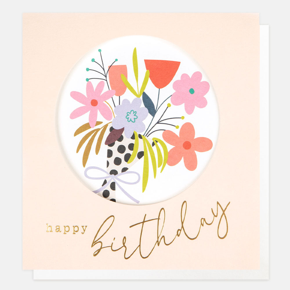 colourful bouquet of flowers happy birthday card 