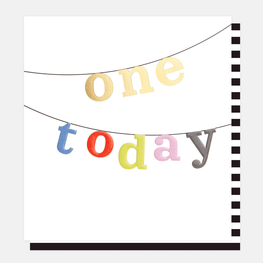 one today 1st birthday card featuring bunting on a string