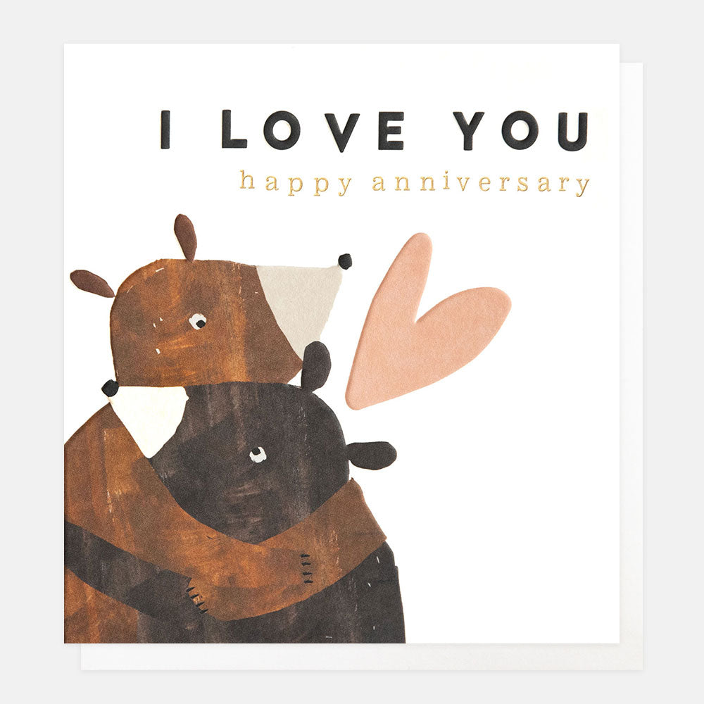 anniversary card featuring two bears hugging and the words i love you happy anniversary