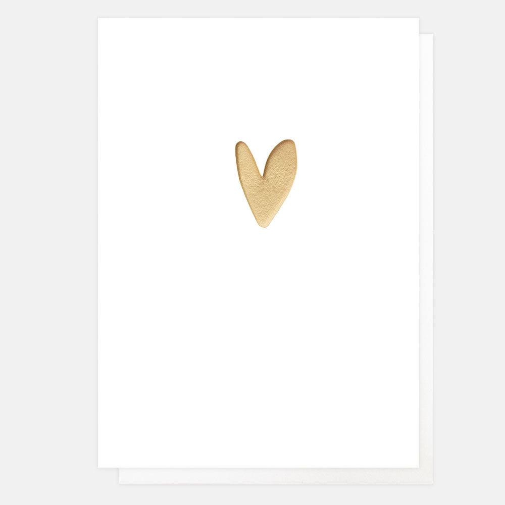 blank everyday card featuring a single gold heart