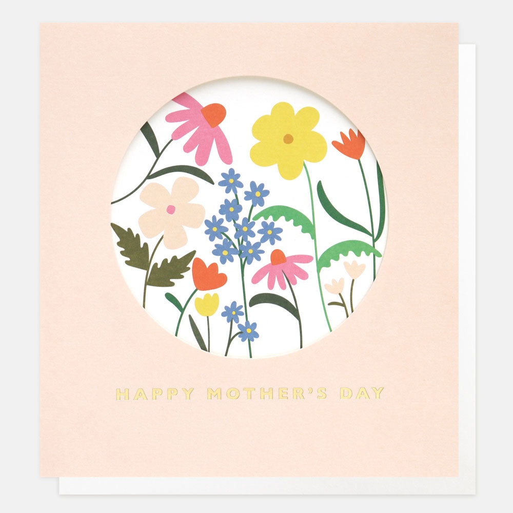 colourful flowers die cut window happy mother's day card