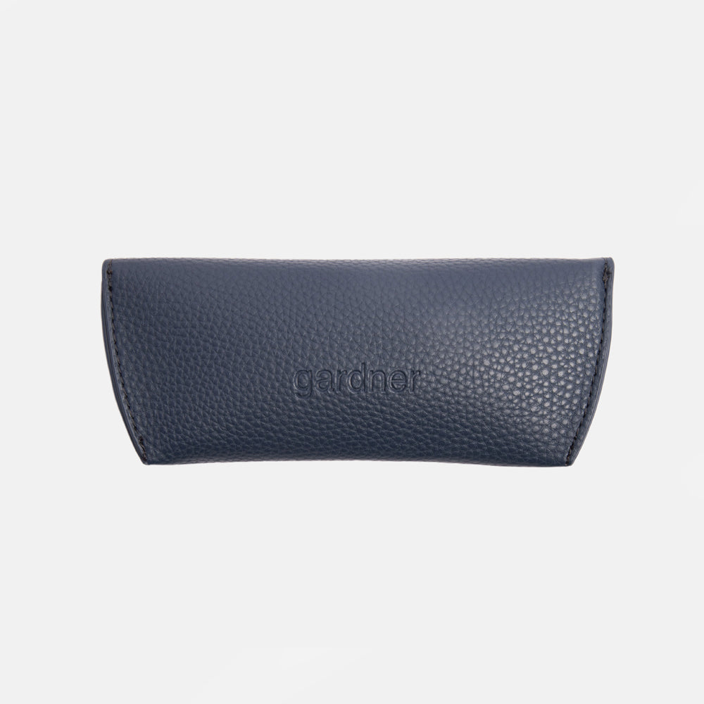 leather look overflap glasses case in navy blue
