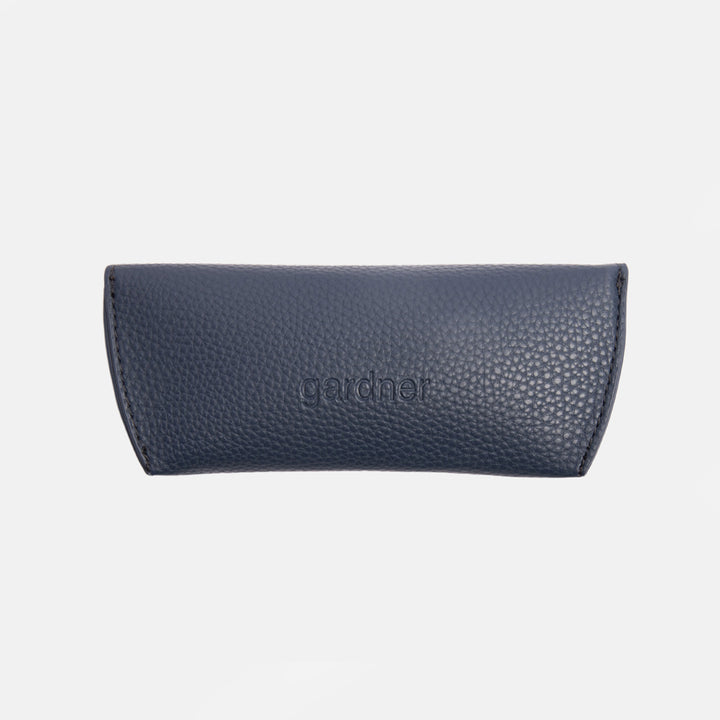 leather look overflap glasses case in navy blue