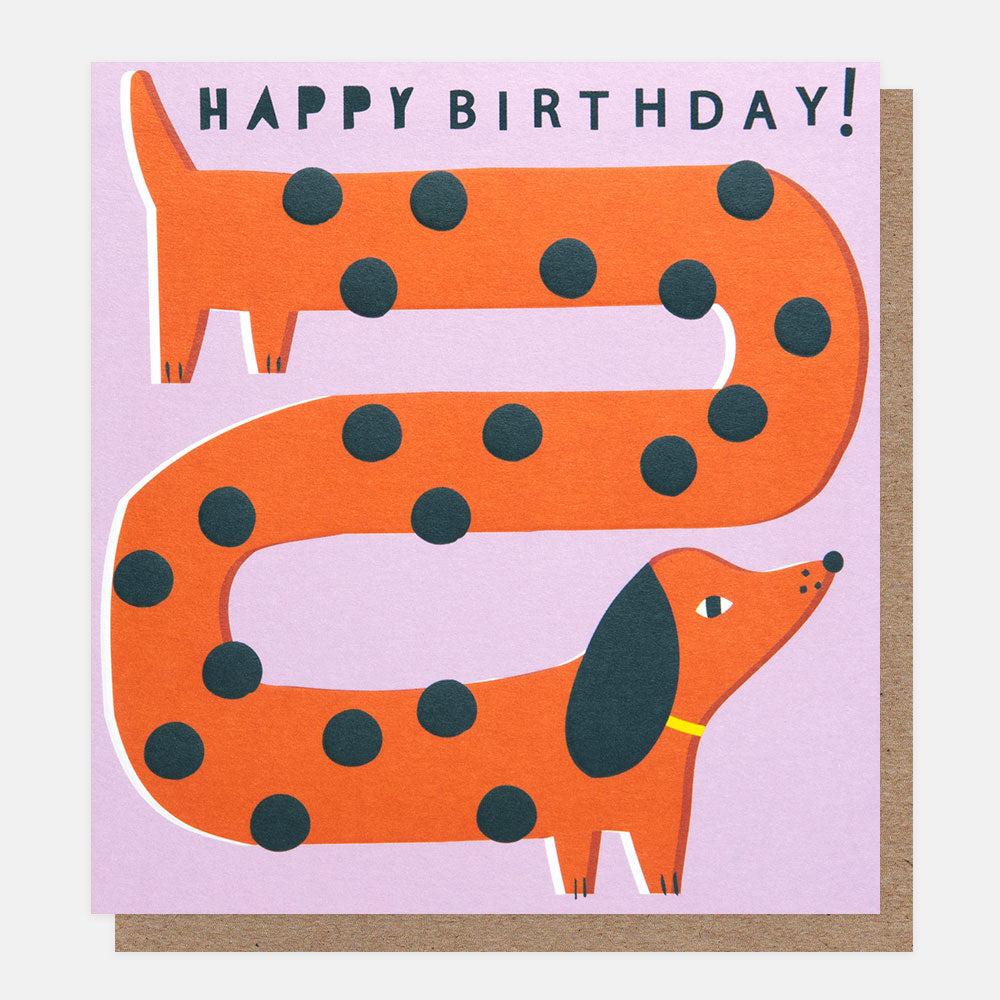 Spotty Sausage Dog Happy Birthday Card