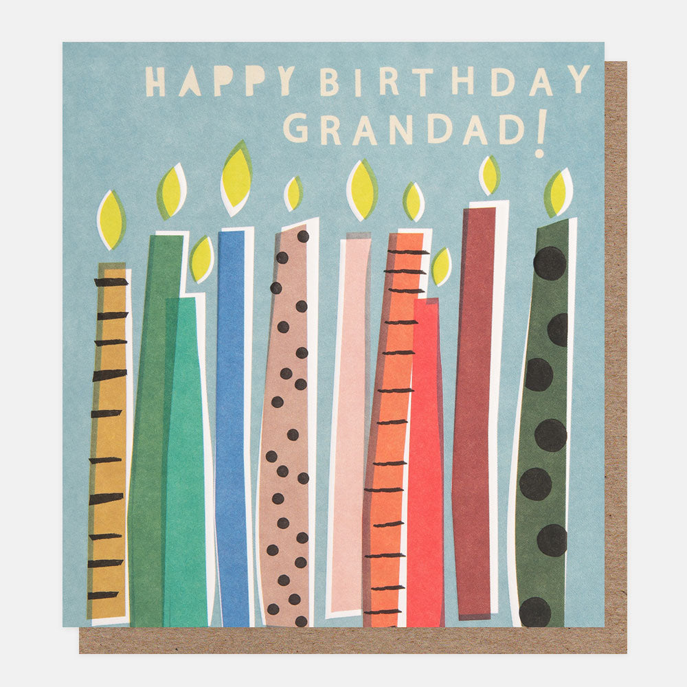 colourful candles happy birthday grandad card