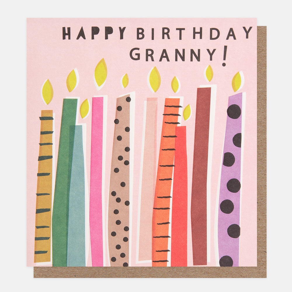 colourful candles happy birthday granny card