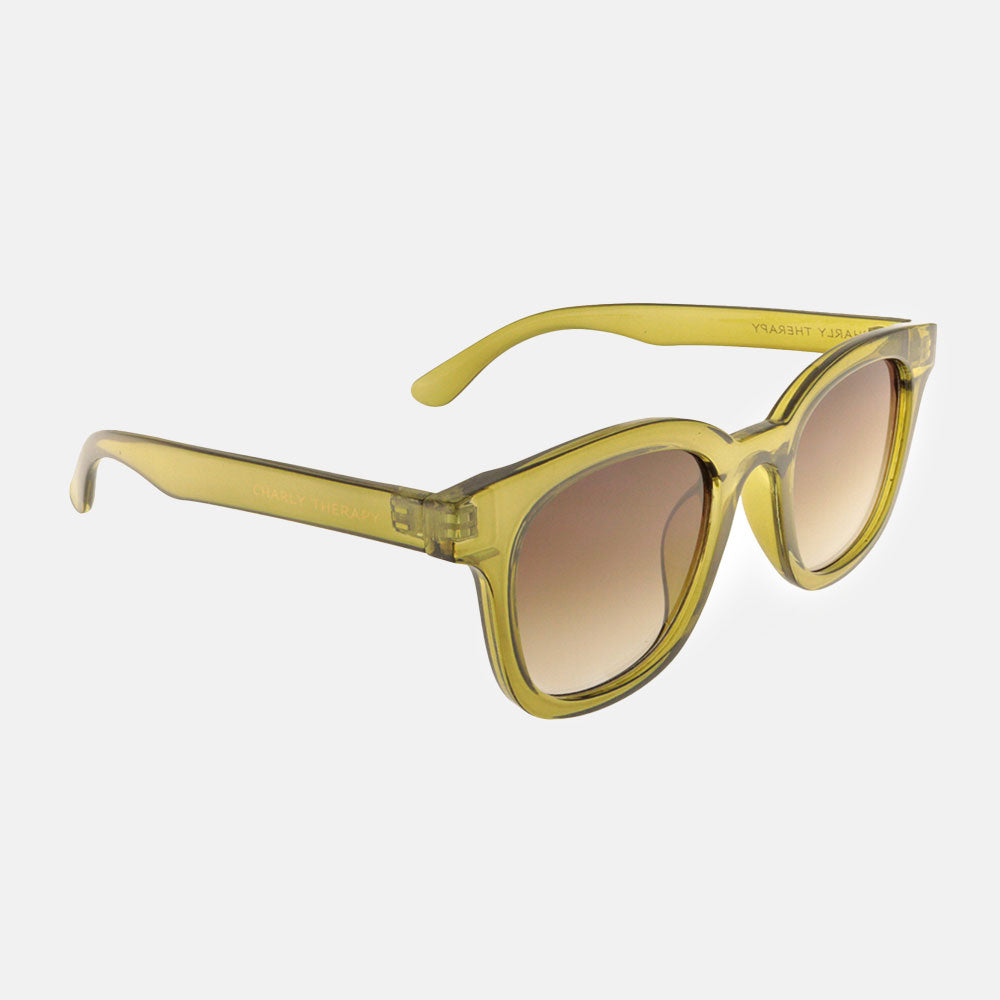 kiwi green sunglasses with brown gradient lenses