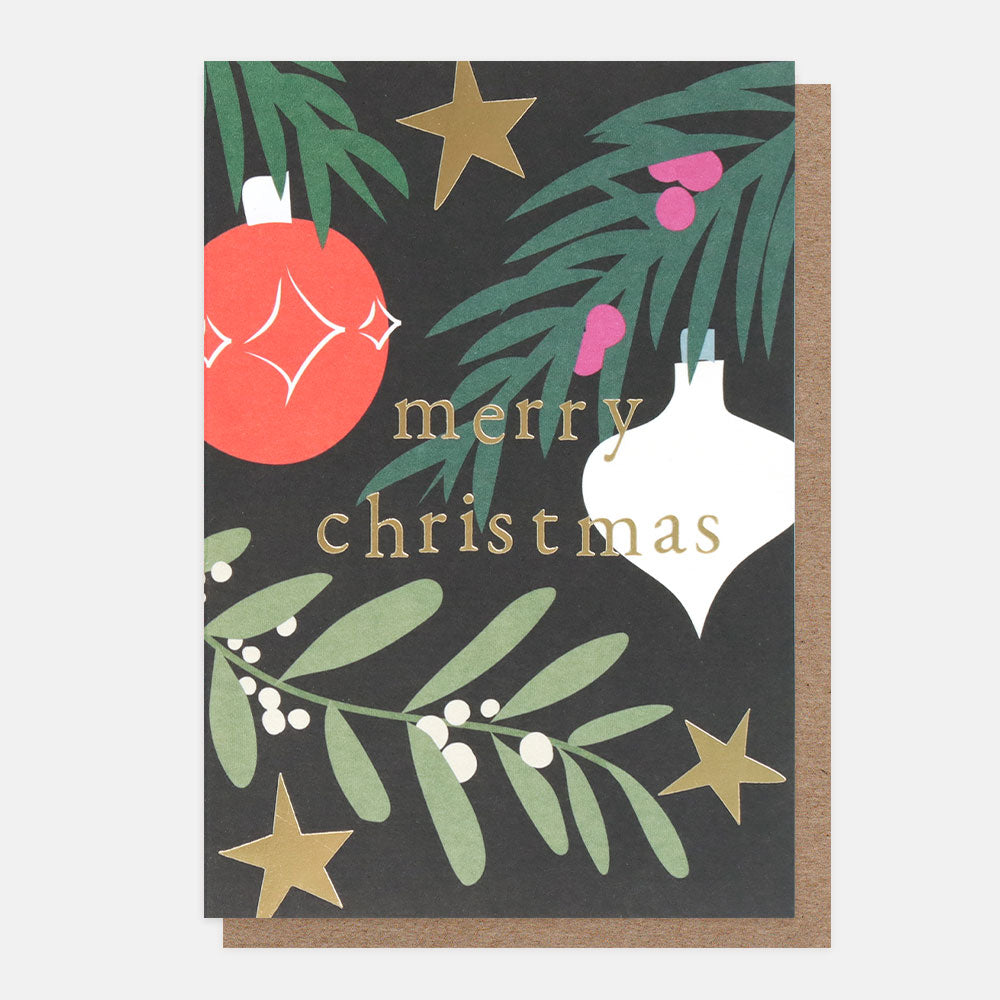 Baubles, Branches & Stars Small Christmas Card Pack of 10