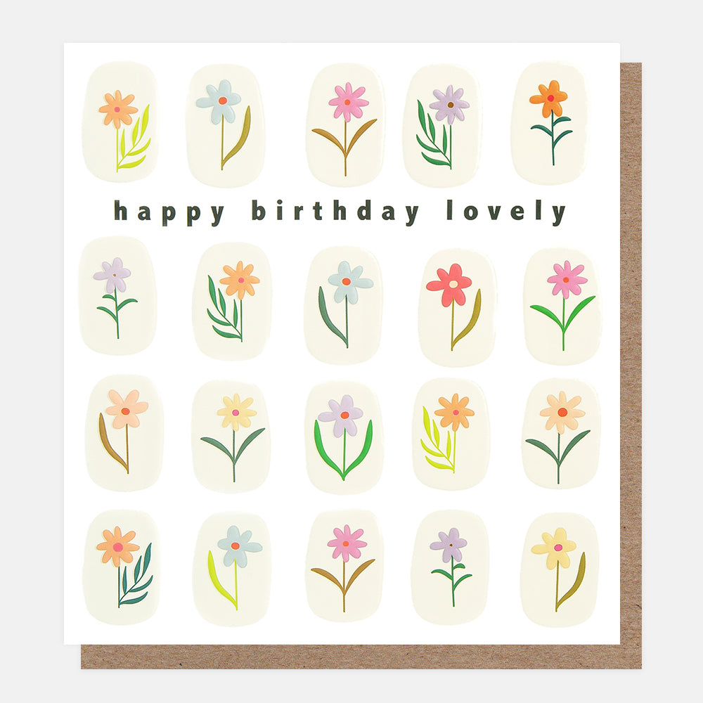 colourful framed flowers happy birthday lovely card