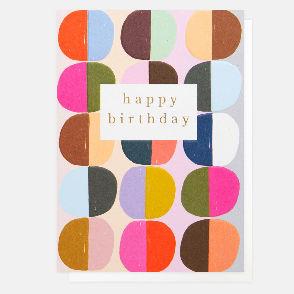 Colourful Art Deco Circles Happy Birthday Card