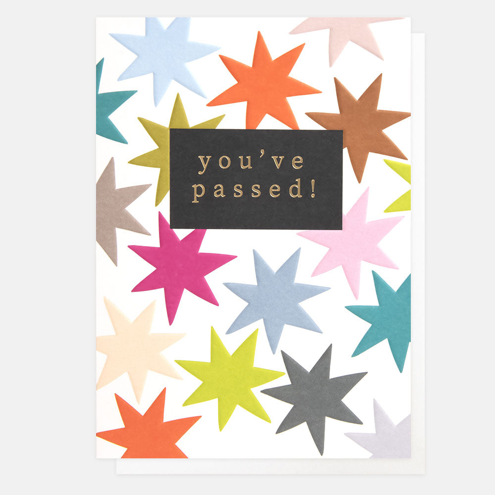 colourful stars you've passed congratualtions card for passing driving test, exams, degree