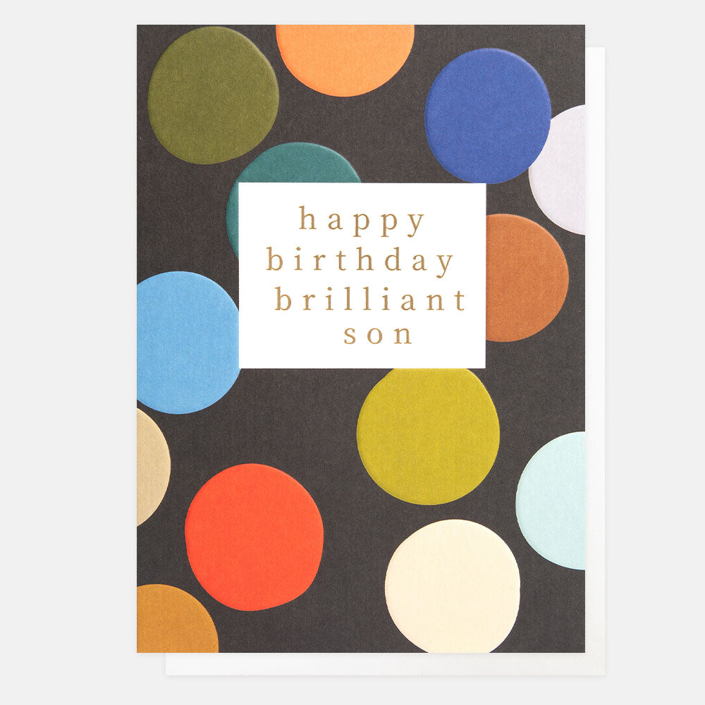 colourful big spots happy birthday brilliant son card
