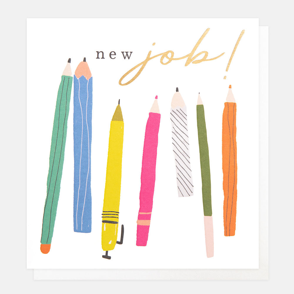colourful pens & pencils new job card