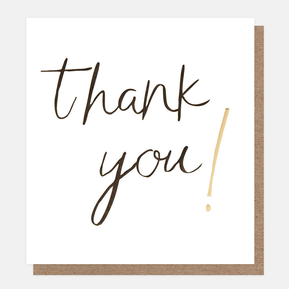 Card with 'thank you!' text on a white background