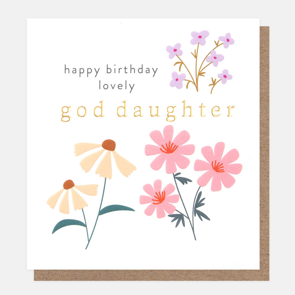 pastel floral 'happy birthday lovely god daughter' card