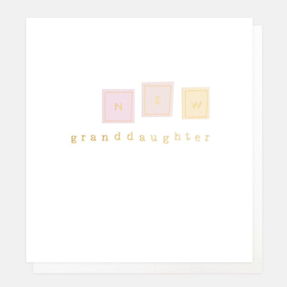pastel coloured building blocks new granddaughter card