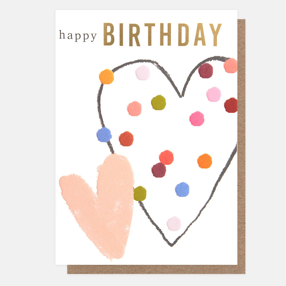 colourful spotty heart happy birthday card