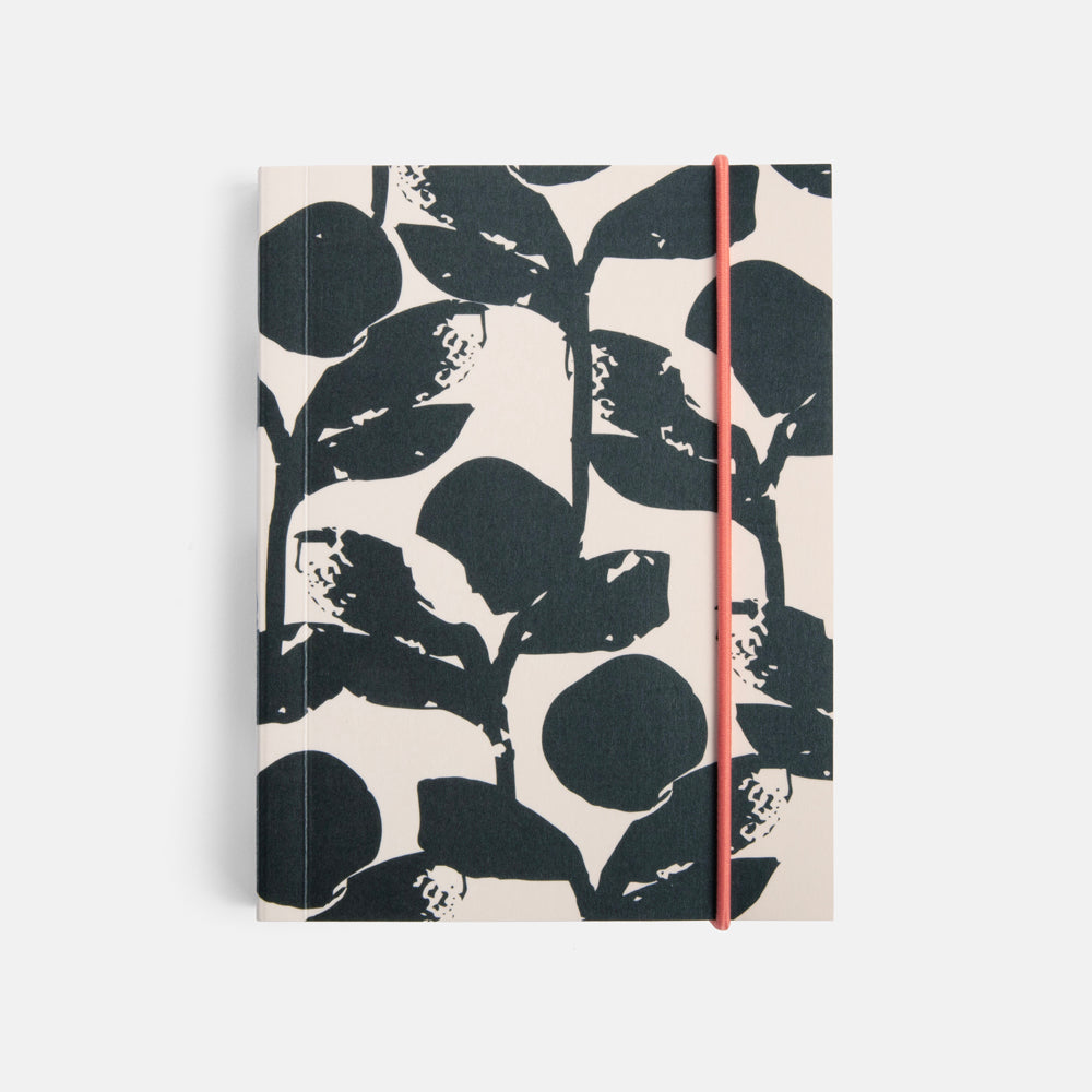 monochrome foliage print small soft cover notebook