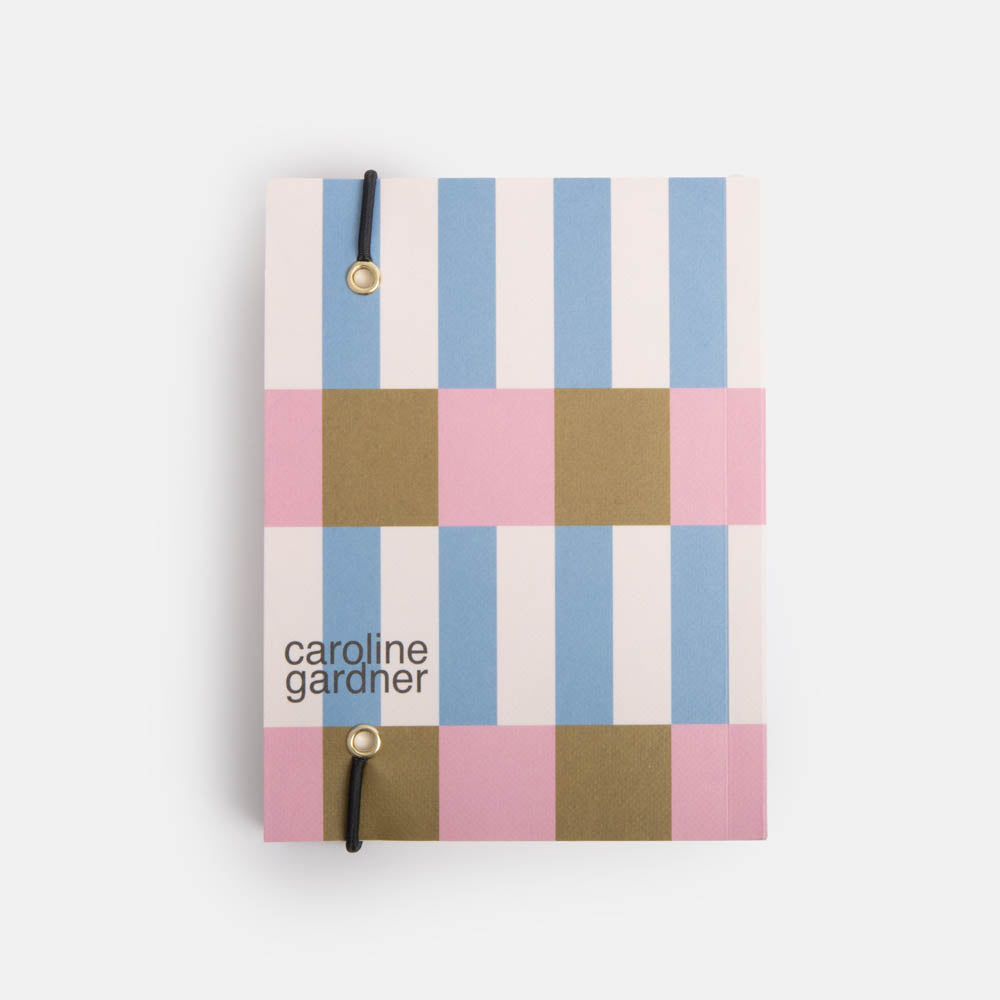 blue, pink & khaki block stripe small chunky soft cover notebook