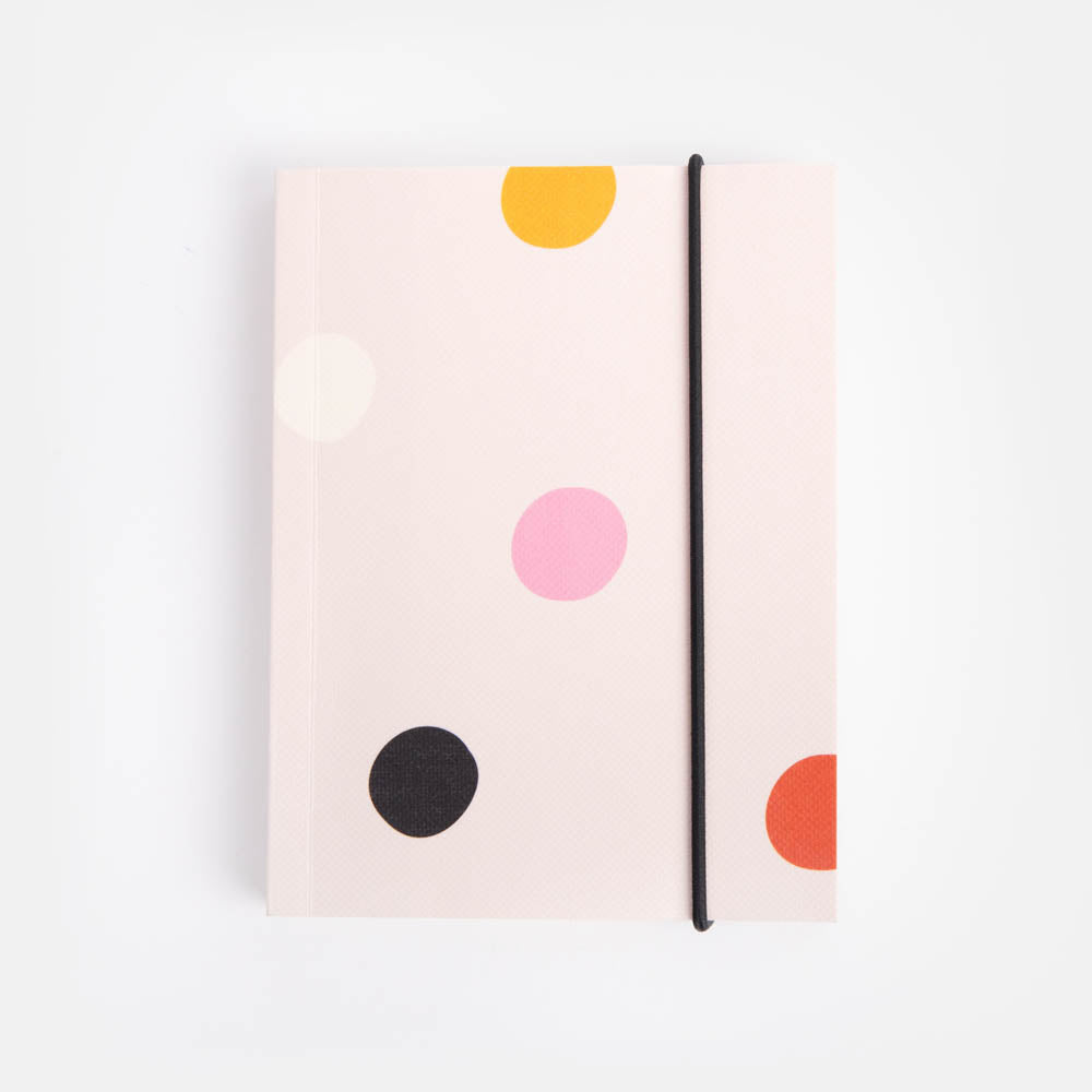 pale pink with colourful spots mini soft cover notebook