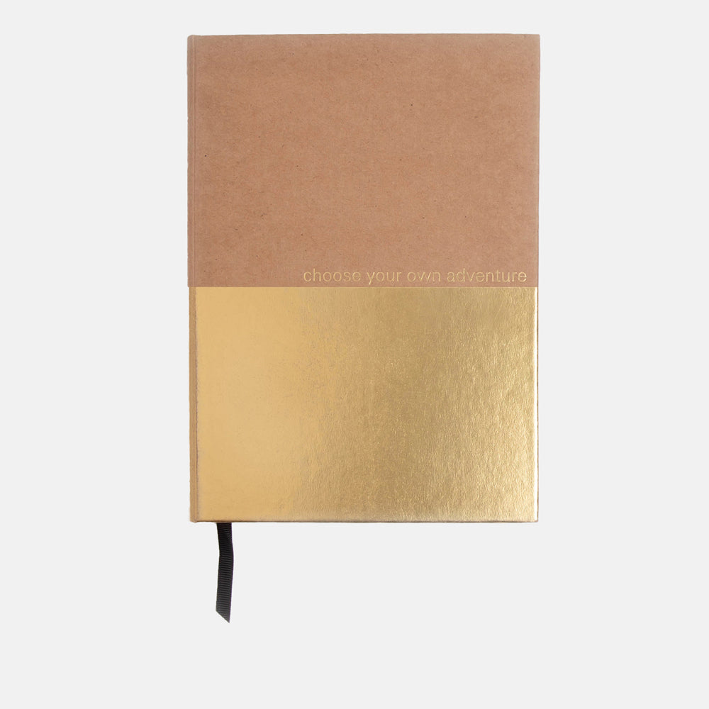 Kraft brown & gold slim hardback notebook