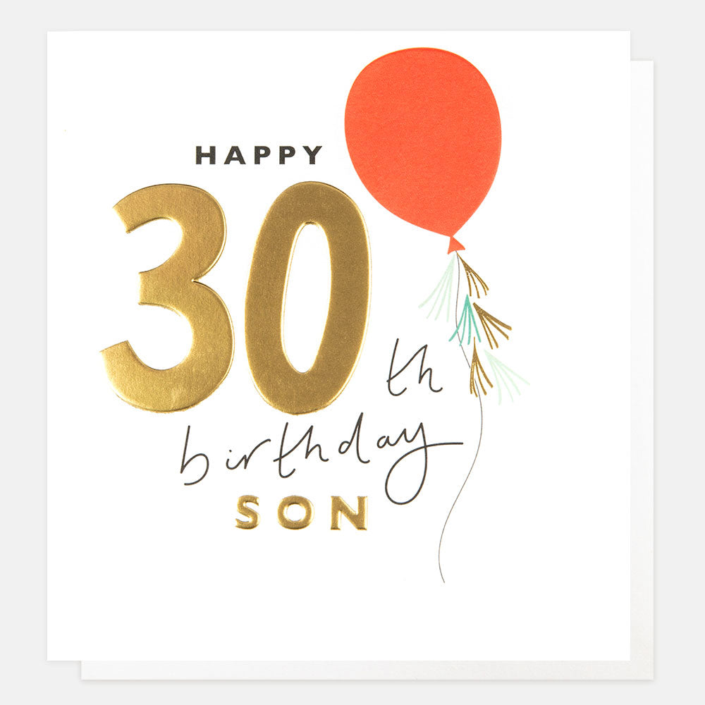 gold foil balloon happy 30th birthday son card