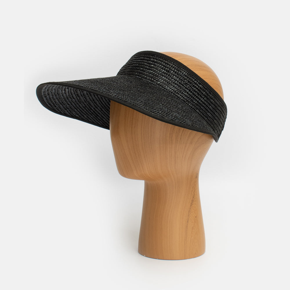 black straw wide brimmed visor