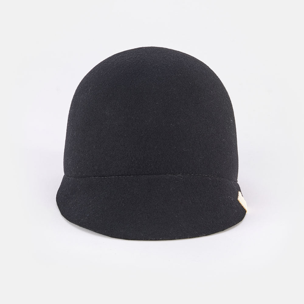 Black merino riding hat, hand made in France