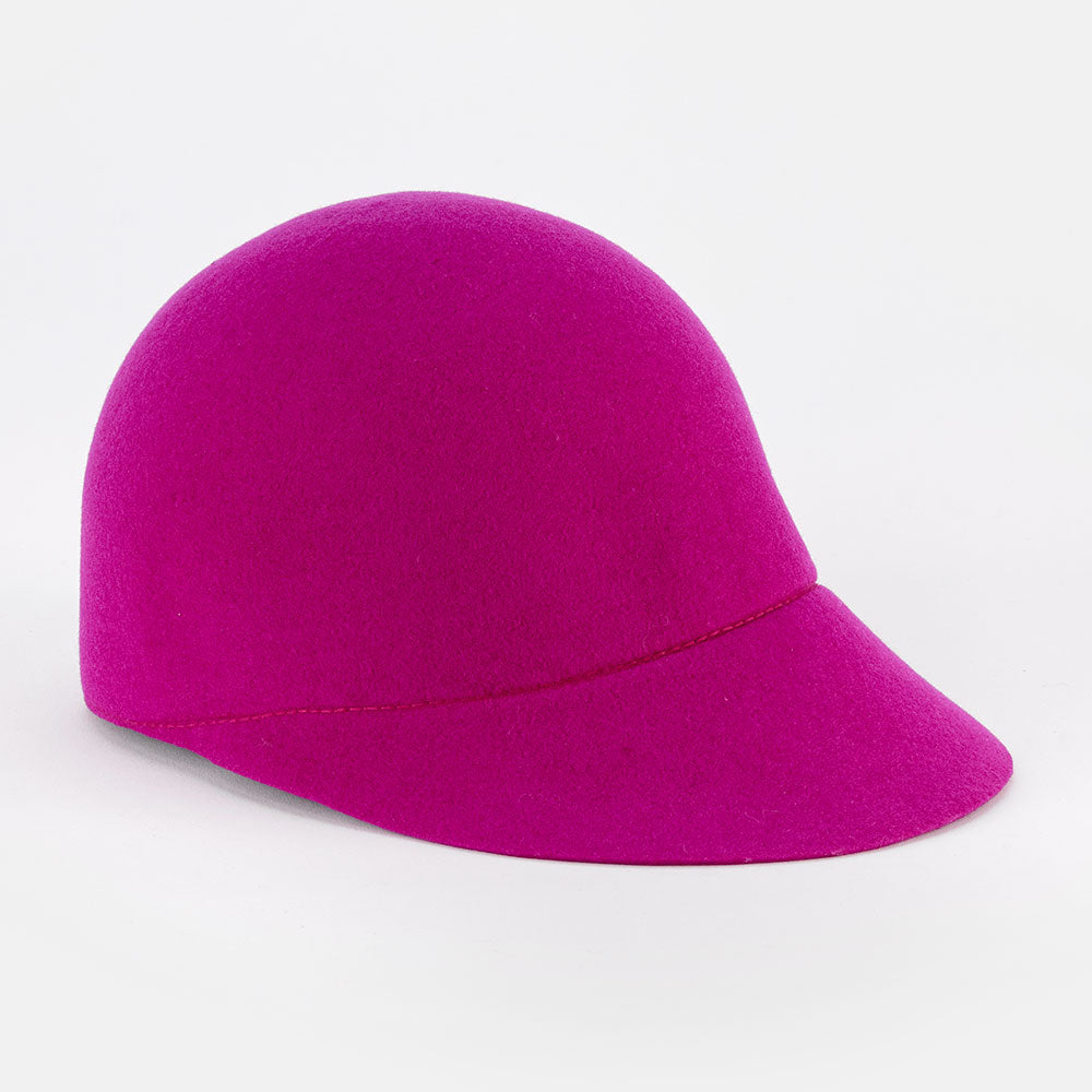 pink merino wool riding hat, hand made in France 