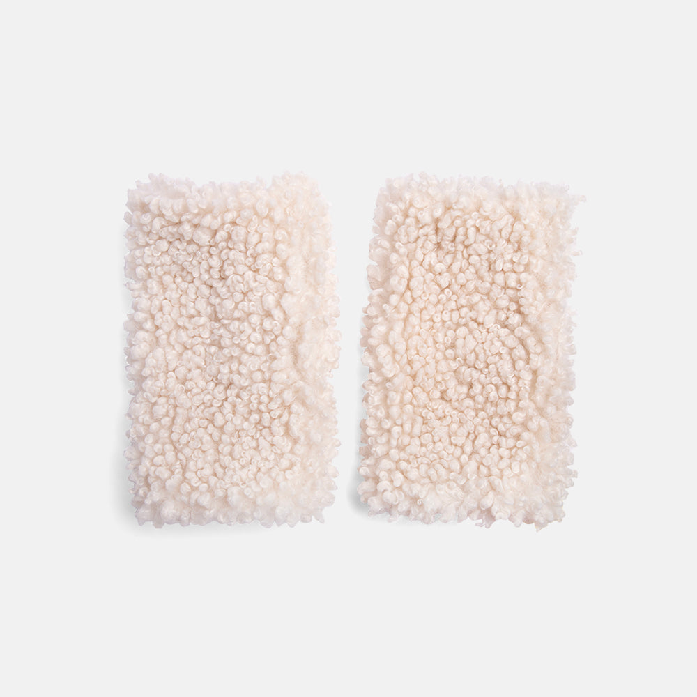 off white boucle wrist warmers, hand made in France