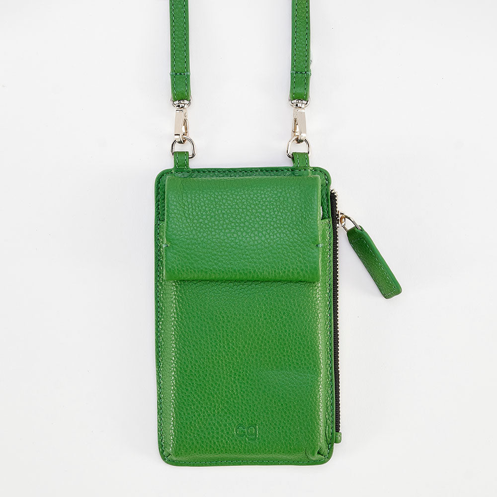 Pea Green Leather Phone Bag