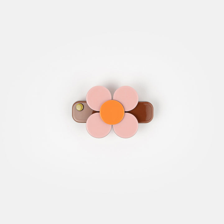 Retro pink and brown floral hair clip by Inky & Mole