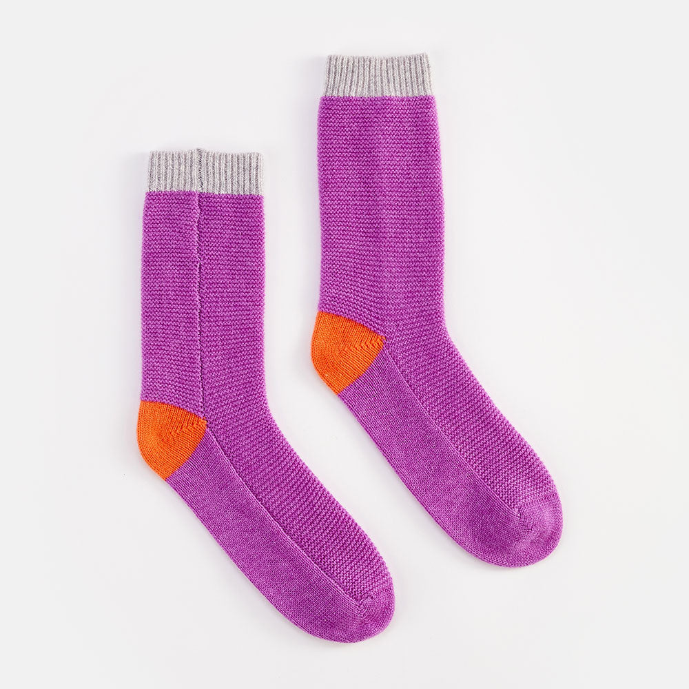 violet link knit pure cashmere bed socks
