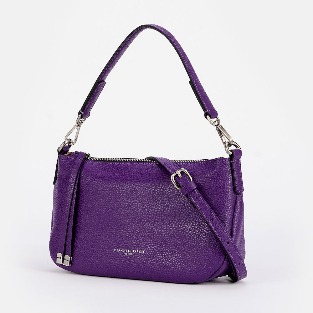purple iris leather Nadia bag, made in Italy by Gianni Chiarini