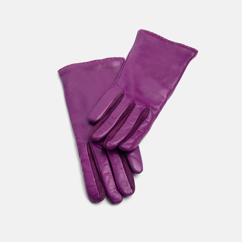 violet cashmere lined leather gloves