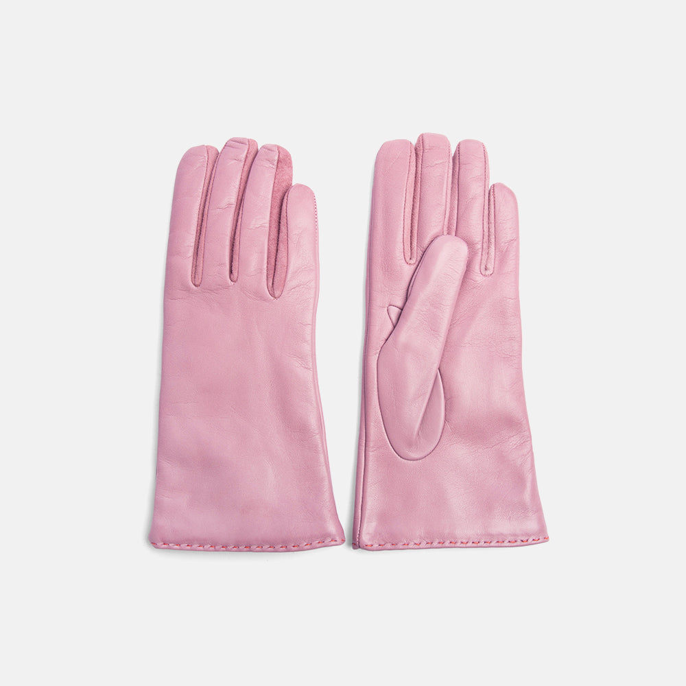 pale pink cashmere lined leather gloves