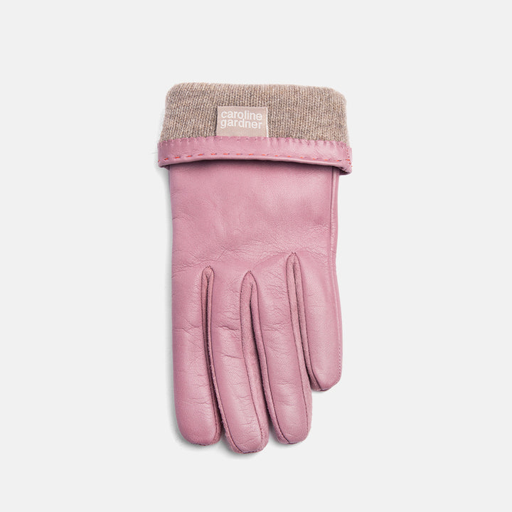 pale pink cashmere lined leather gloves