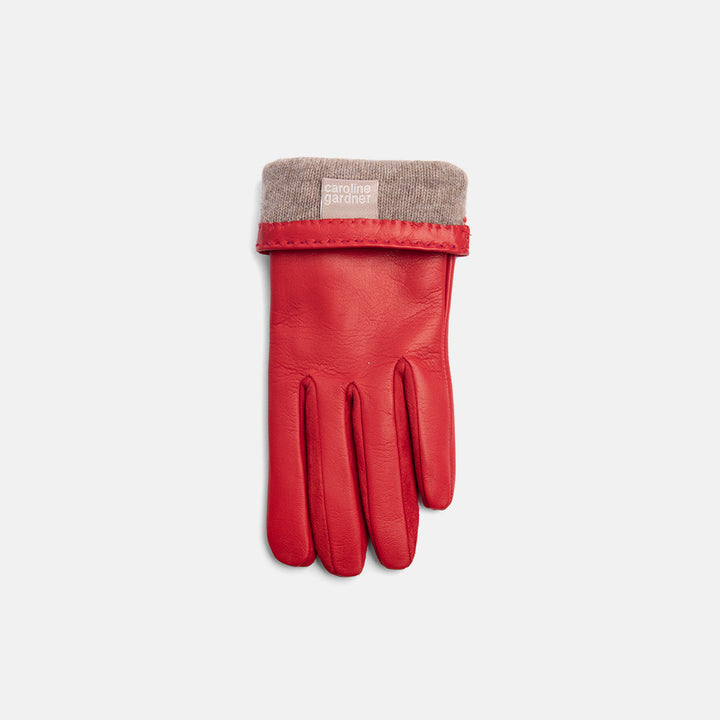 red cashmere lined leather gloves